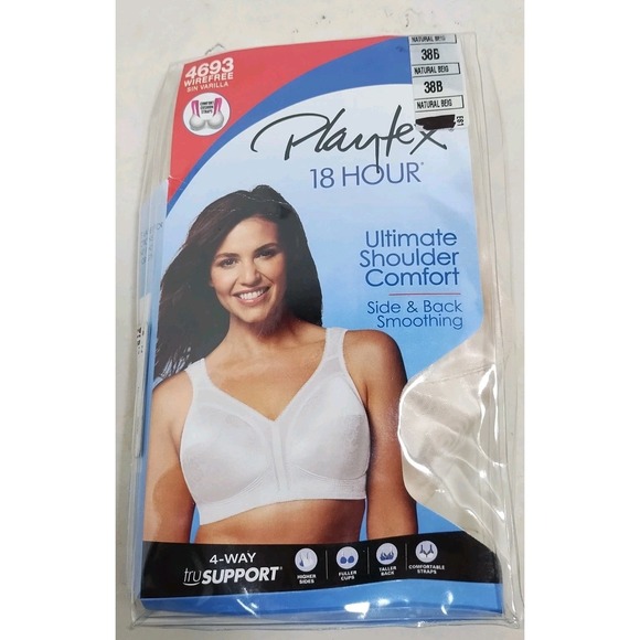 Playtex Other - Playtex 18 Hour Bra 4693 Ultimate Shoulder Comfort Wirefree Size 38B Beige New